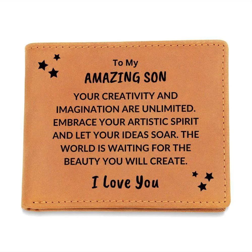 Son Birthday Graduation - Embrace Your Artistic Spirit - Custom Leather Wallet