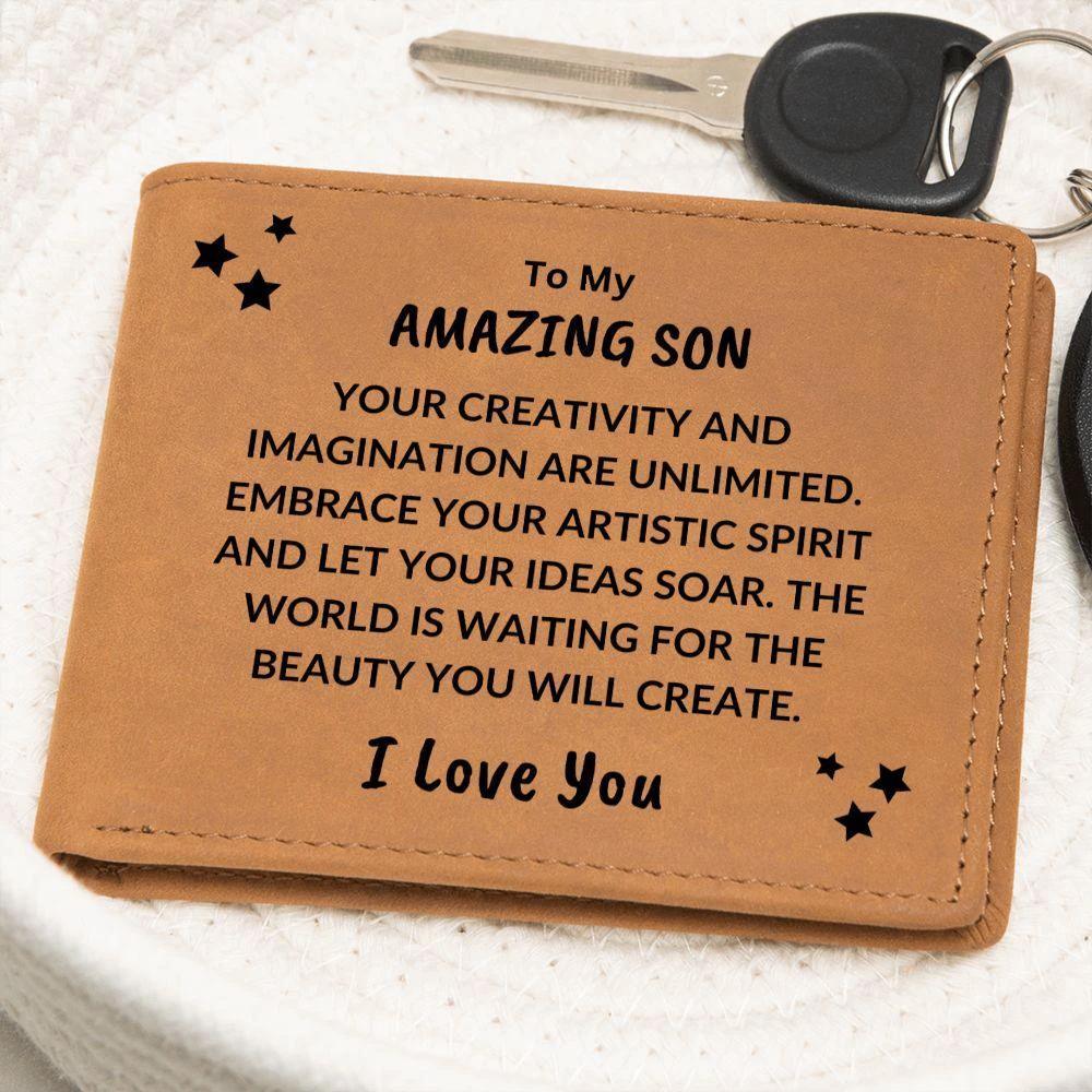 Son Birthday Graduation - Embrace Your Artistic Spirit - Custom Leather Wallet