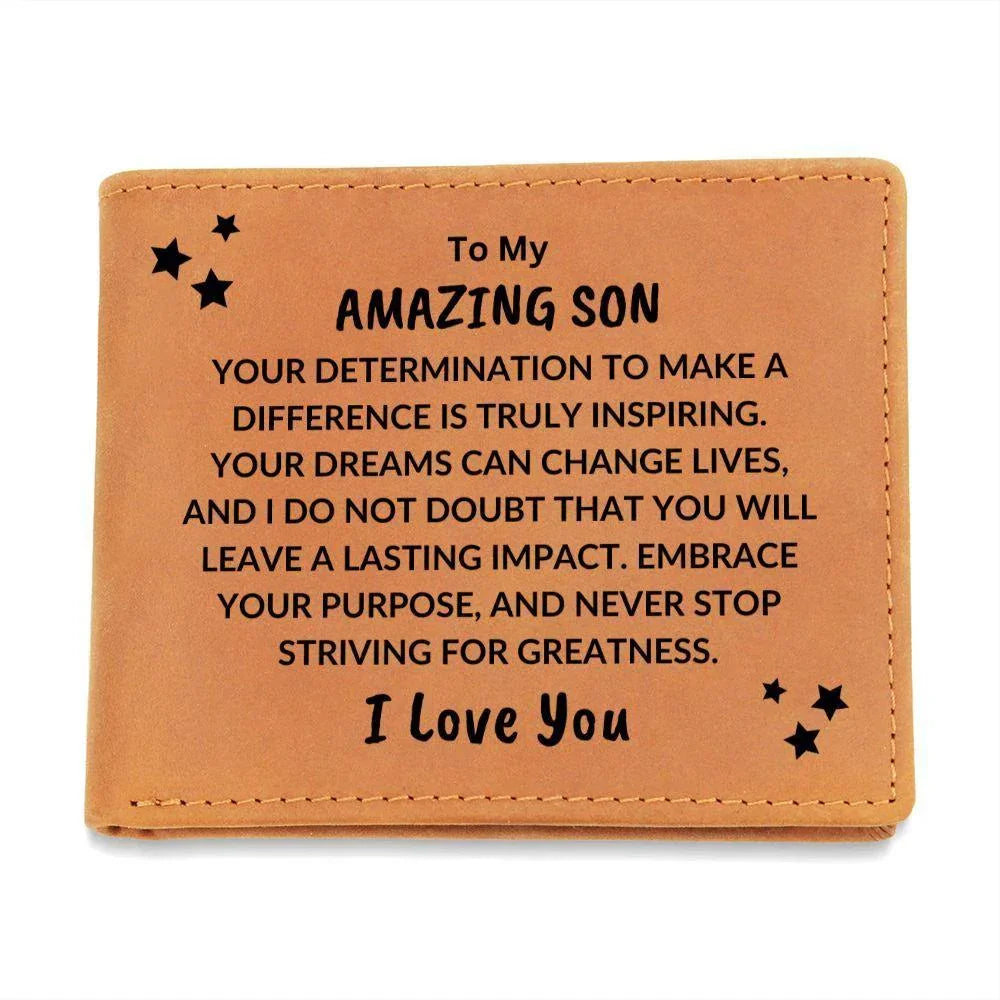 Son Birthday Graduation - Embrace Your Purpose - Custom Leather Wallet