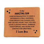 Son Birthday Graduation - Embrace Your Purpose - Custom Leather Wallet
