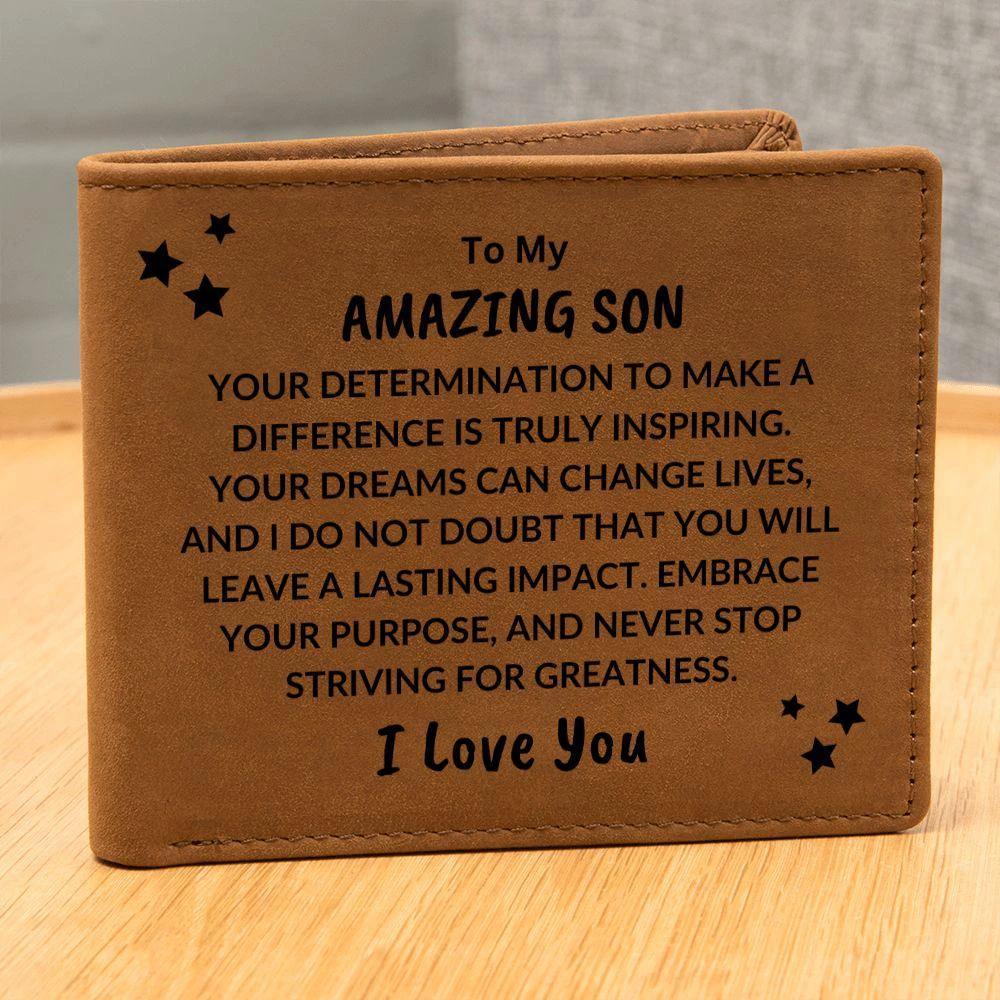 Son Birthday Graduation - Embrace Your Purpose - Custom Leather Wallet