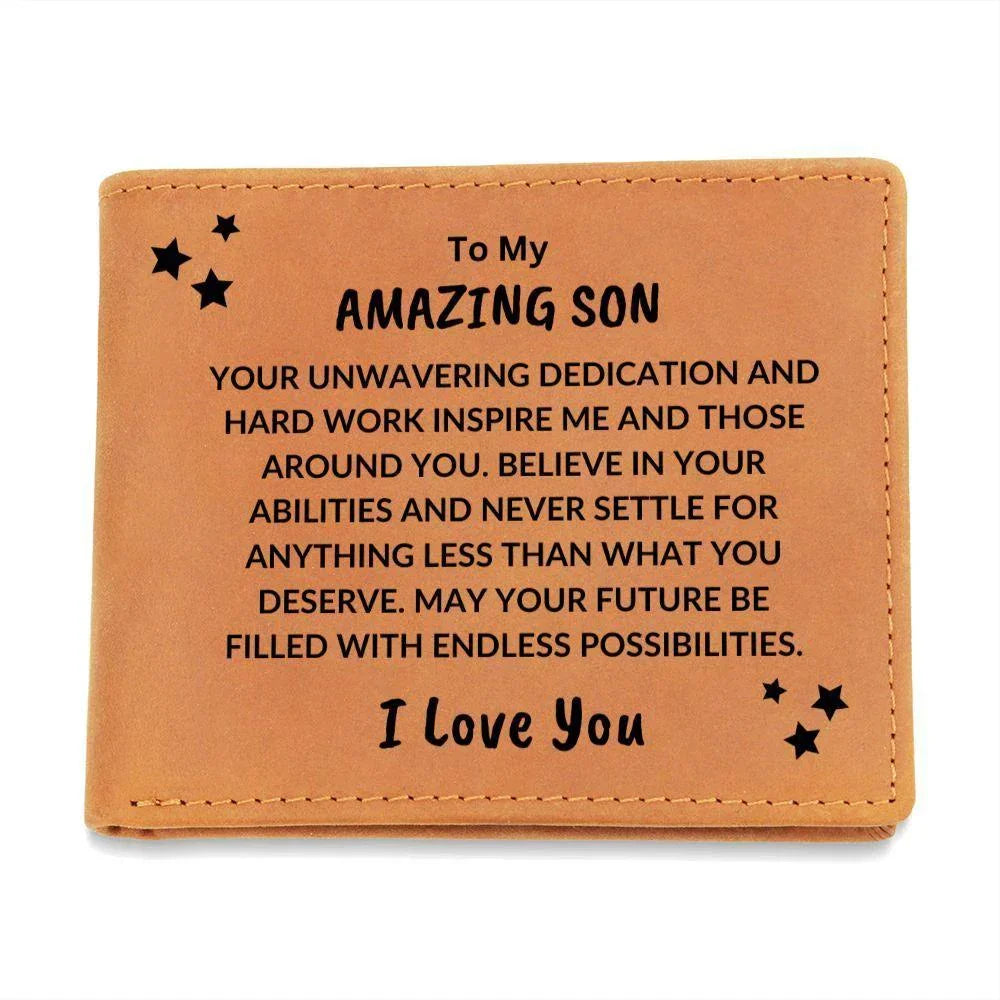 Son Birthday Graduation - Endless Possibilities - Custom Leather Wallet