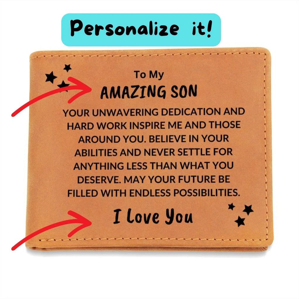 Son Birthday Graduation - Endless Possibilities - Custom Leather Wallet