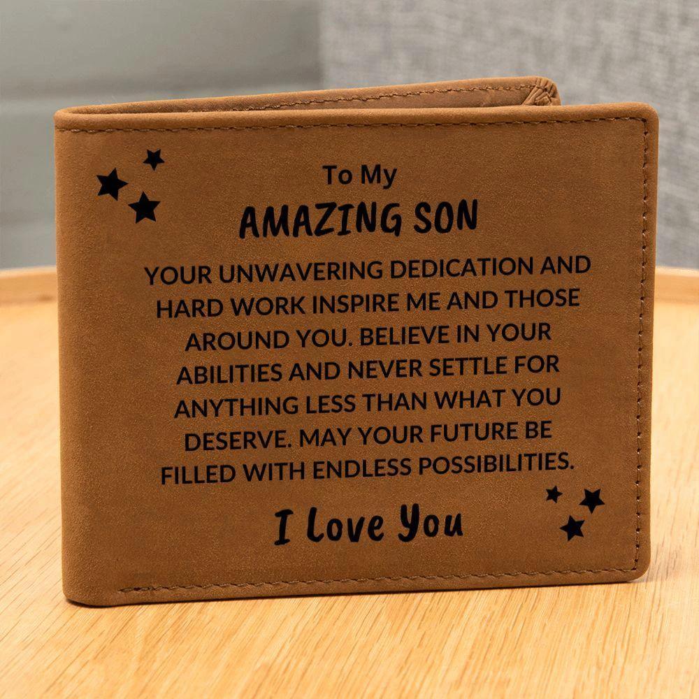 Son Birthday Graduation - Endless Possibilities - Custom Leather Wallet