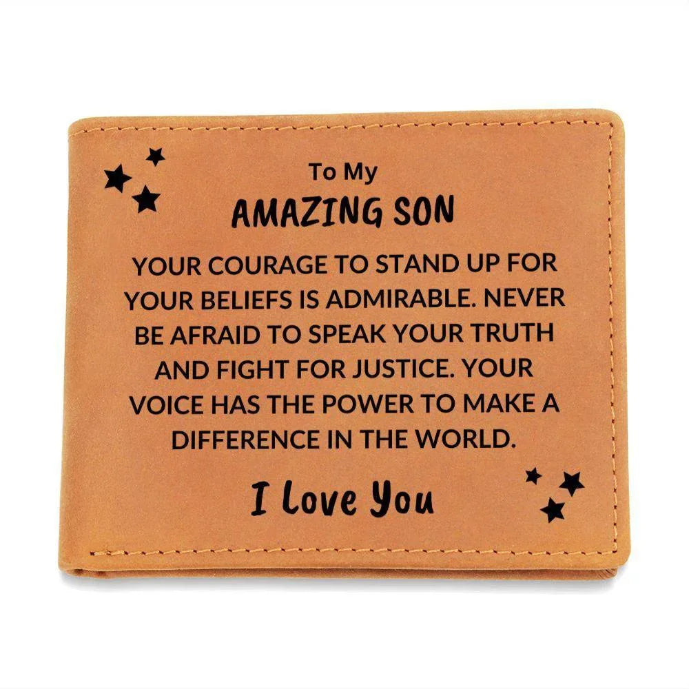 Son Birthday Graduation - Fight For Justice - Custom Leather Wallet