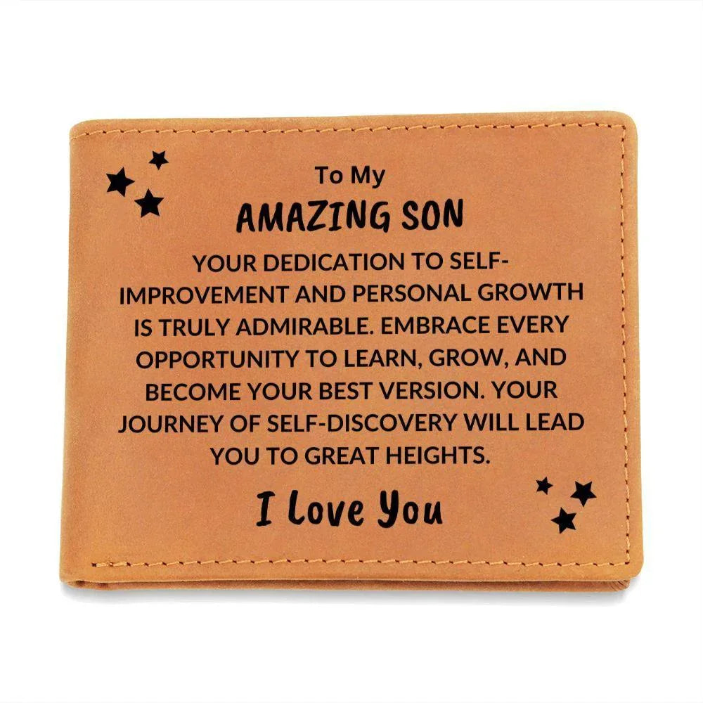 Son Birthday Graduation - Great Heights - Custom Leather Wallet