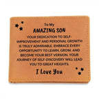 Son Birthday Graduation - Great Heights - Custom Leather Wallet