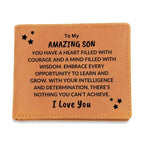 Son Birthday Graduation - Heart Filled with Courage - Custom Leather Wallet