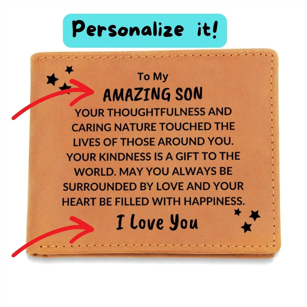 Son Birthday Graduation - Heart Filled with Happiness - Custom Leather Wallet