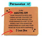 Son Birthday Graduation - Heart Filled with Happiness - Custom Leather Wallet