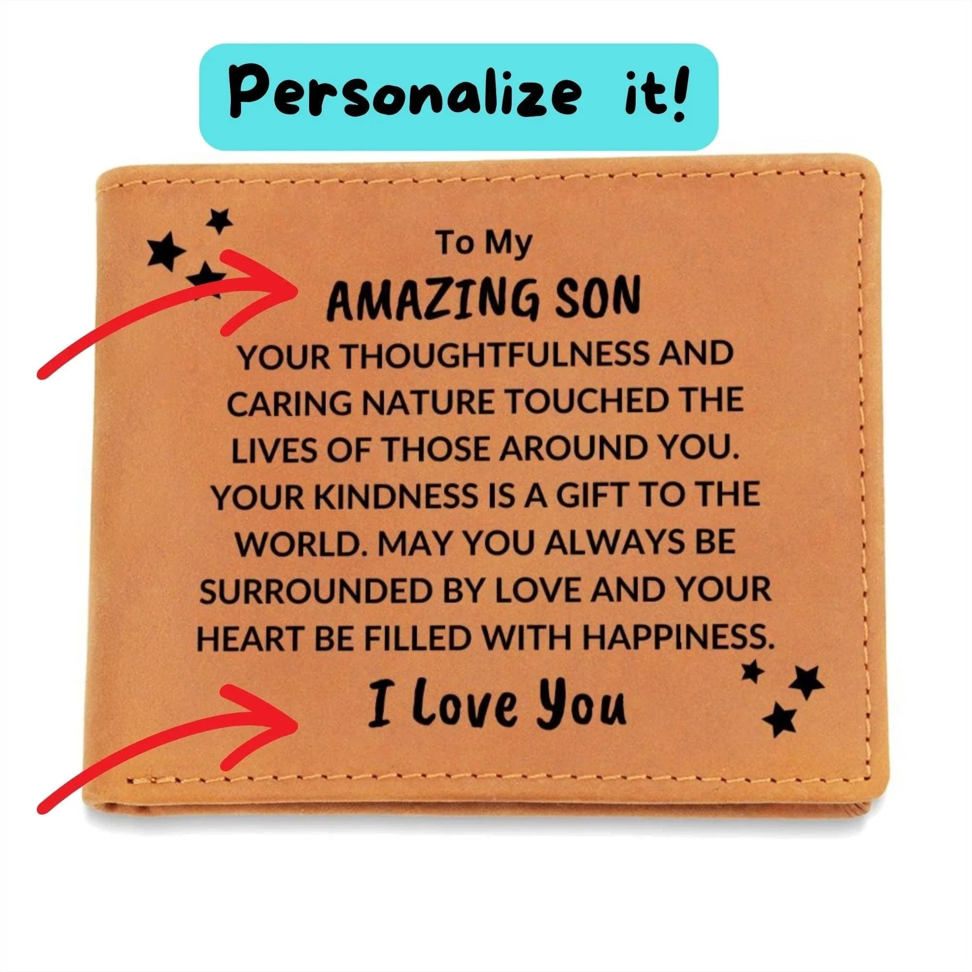 Son Birthday Graduation - Heart Filled with Happiness - Custom Leather Wallet
