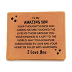 Son Birthday Graduation - Heart Filled with Happiness - Custom Leather Wallet
