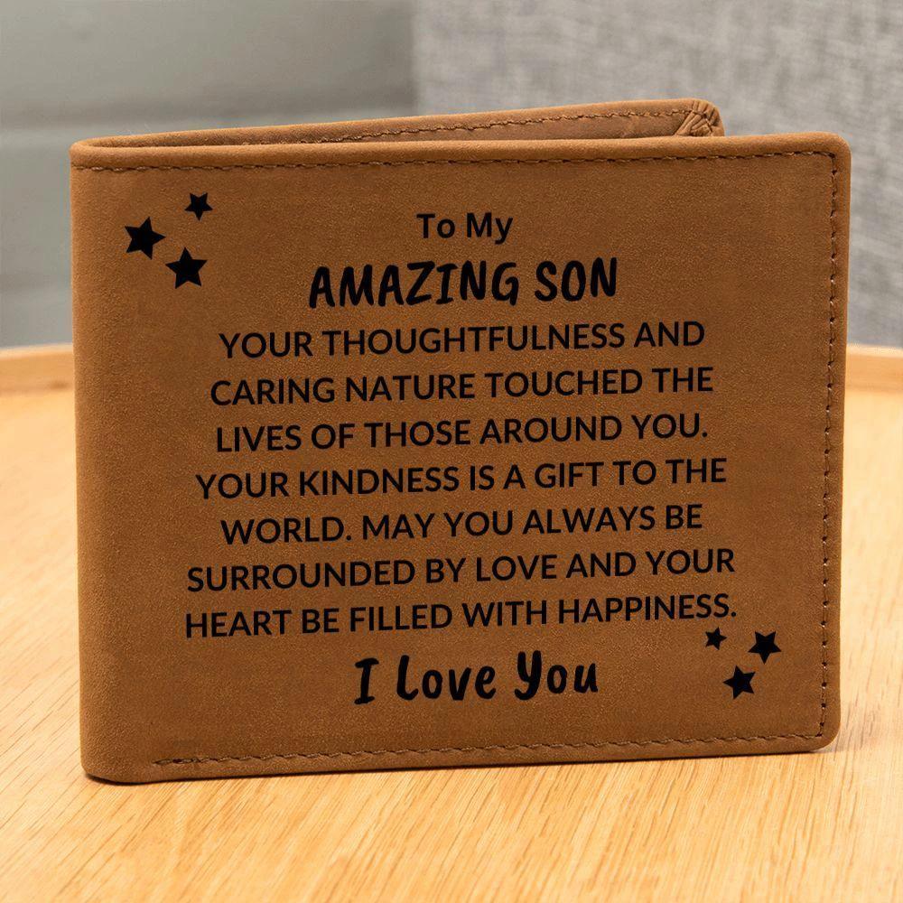 Son Birthday Graduation - Heart Filled with Happiness - Custom Leather Wallet