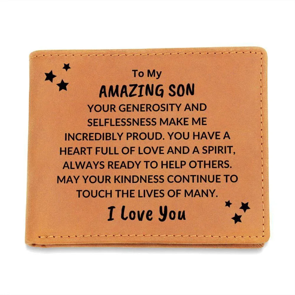 Son Birthday Graduation - Heart Full of Love - Custom Leather Wallet