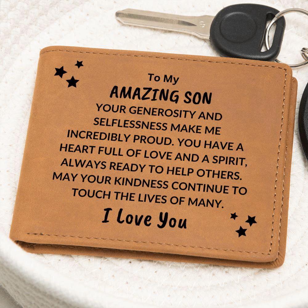 Son Birthday Graduation - Heart Full of Love - Custom Leather Wallet