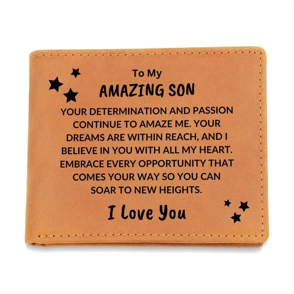Son Birthday Graduation - I Believe In You - Custom Leather Wallet