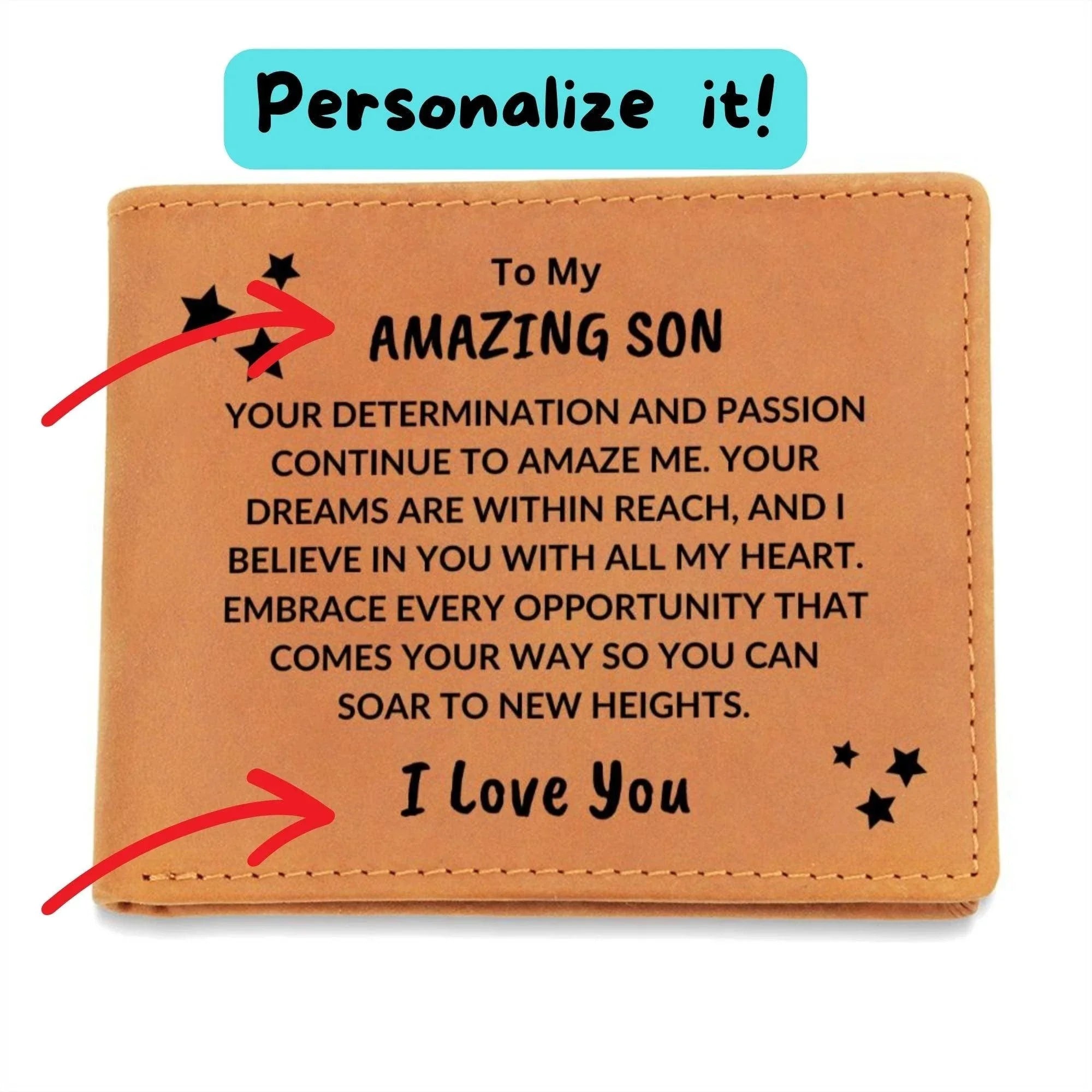 Son Birthday Graduation - I Believe In You - Custom Leather Wallet