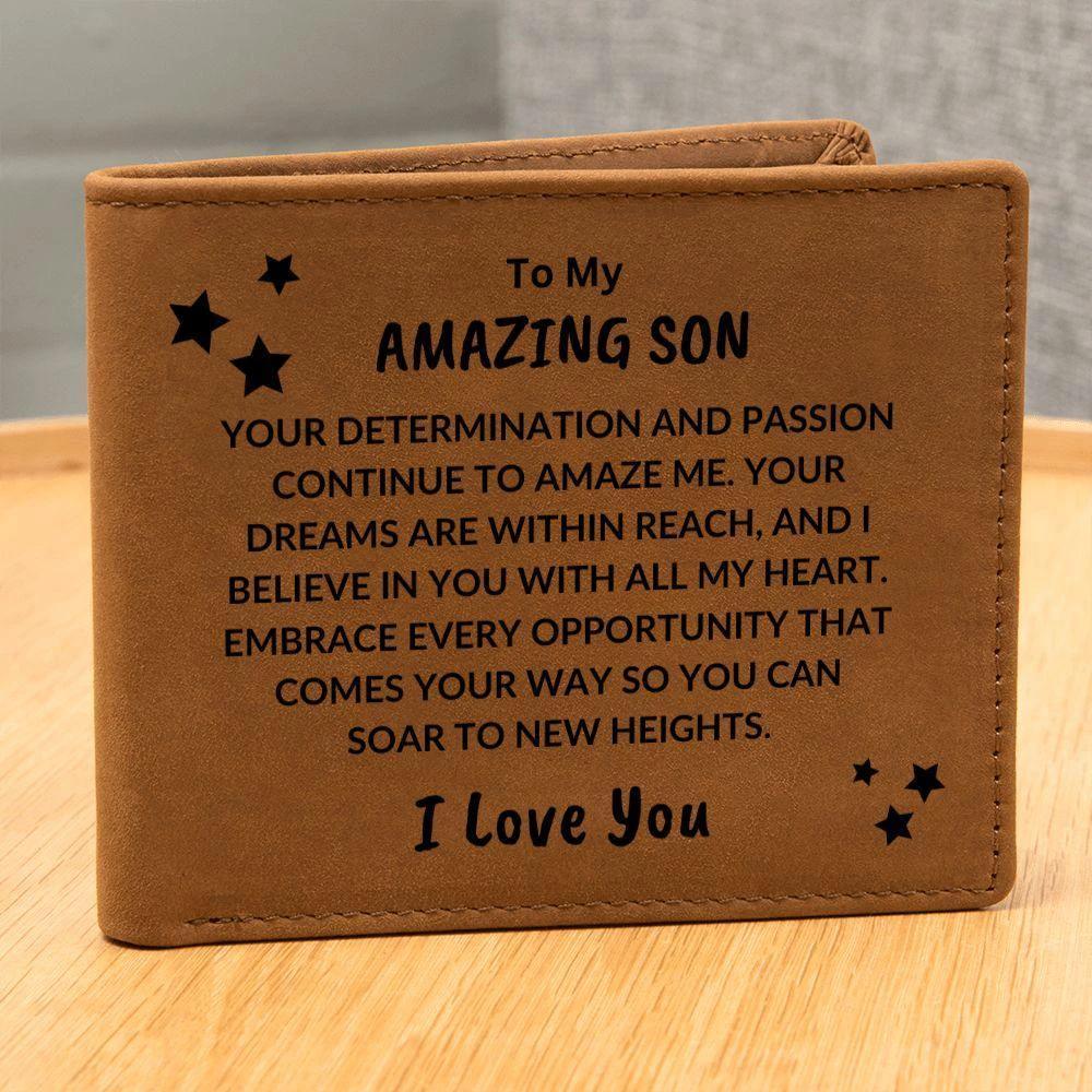 Son Birthday Graduation - I Believe In You - Custom Leather Wallet