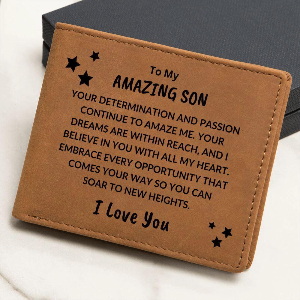 Son Birthday Graduation - I Believe In You - Custom Leather Wallet