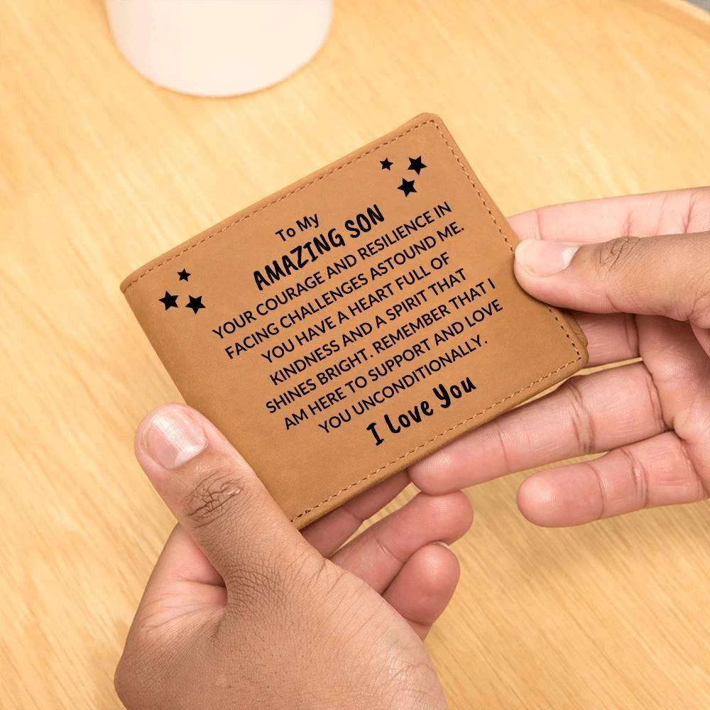 Son Birthday Graduation - I Love You - Custom Leather Wallet