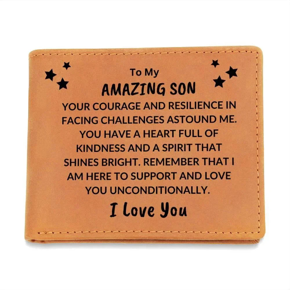 Son Birthday Graduation - I Love You - Custom Leather Wallet