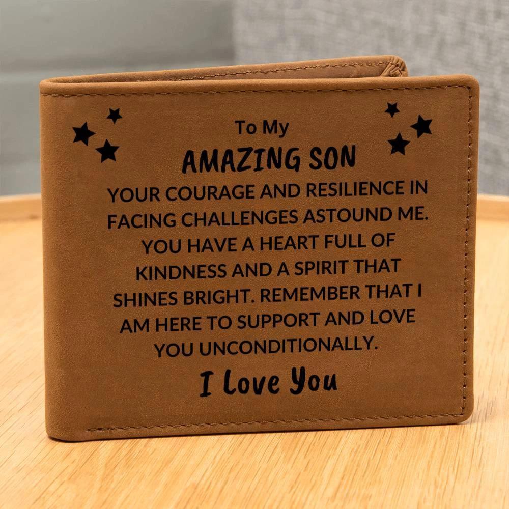 Son Birthday Graduation - I Love You - Custom Leather Wallet