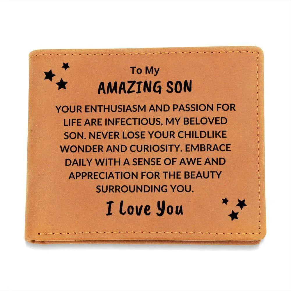 Son Birthday Graduation - Passion for Life - Custom Leather Wallet