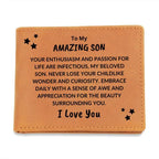 Son Birthday Graduation - Passion for Life - Custom Leather Wallet