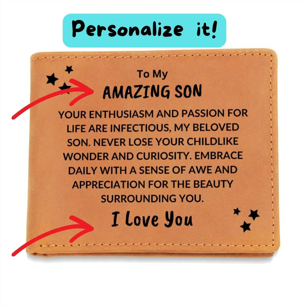 Son Birthday Graduation - Passion for Life - Custom Leather Wallet