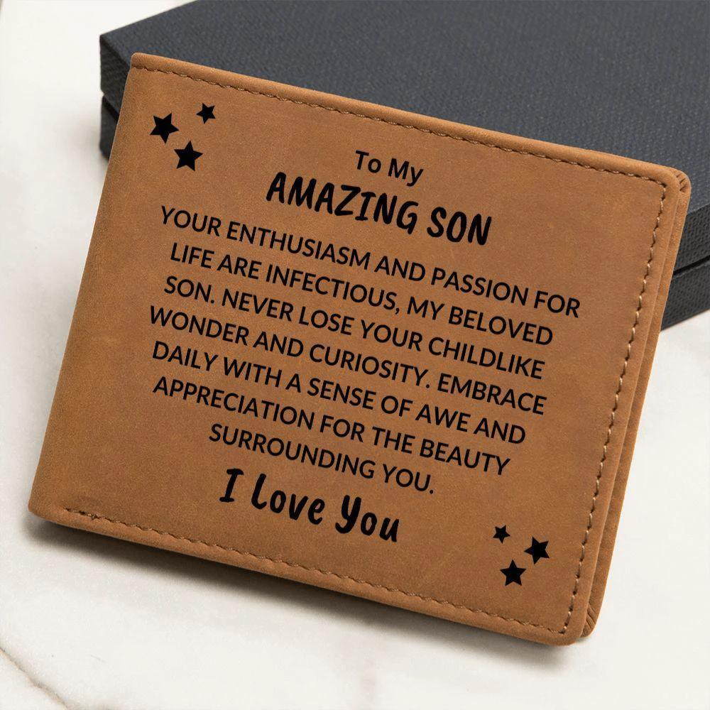 Son Birthday Graduation - Passion for Life - Custom Leather Wallet