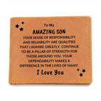 Son Birthday Graduation - Pillar of Strength - Custom Leather Wallet