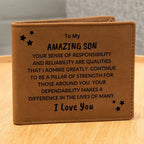Son Birthday Graduation - Pillar of Strength - Custom Leather Wallet