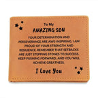 Son Birthday Graduation - Proud of your Strength - Custom Leather Wallet