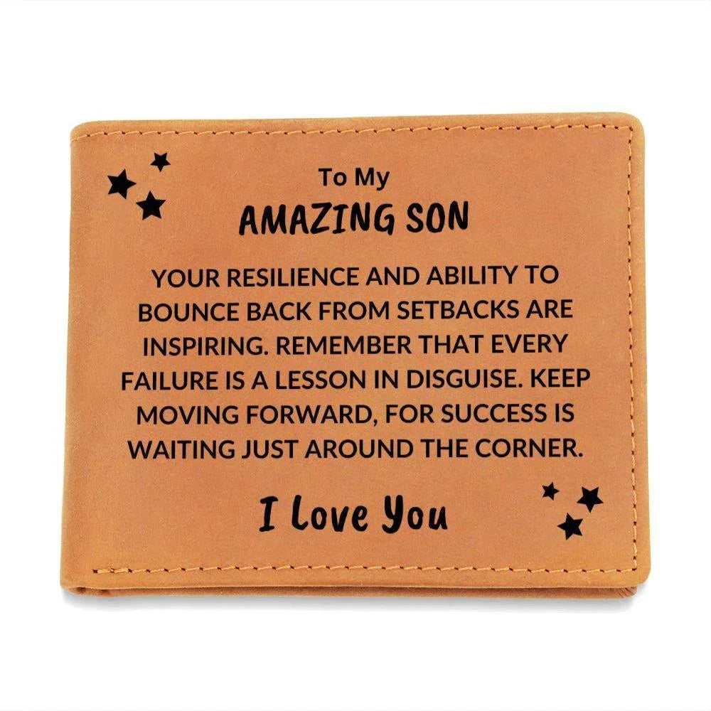 Son Birthday Graduation - Success is Waiting - Custom Leather Wallet