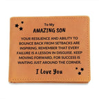 Son Birthday Graduation - Success is Waiting - Custom Leather Wallet