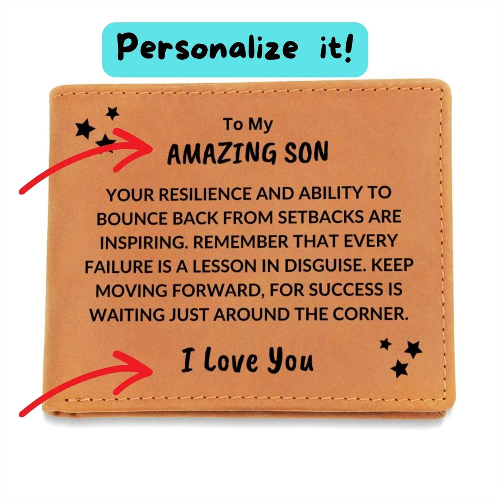 Son Birthday Graduation - Success is Waiting - Custom Leather Wallet