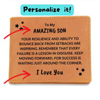 Son Birthday Graduation - Success is Waiting - Custom Leather Wallet