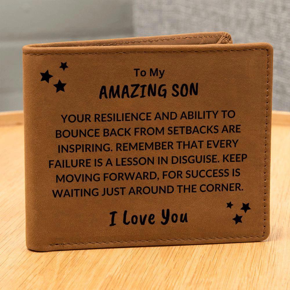 Son Birthday Graduation - Success is Waiting - Custom Leather Wallet
