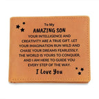 Son Birthday Graduation - The World is Yours to Conquer - Custom Leather Wallet