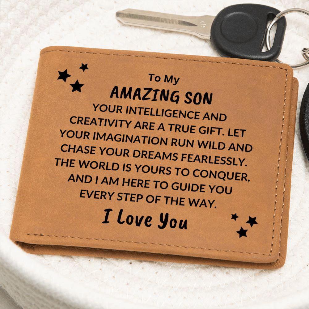 Son Birthday Graduation - The World is Yours to Conquer - Custom Leather Wallet