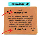 Son Birthday Graduation - You are my Pride and Joy - Custom Leather Wallet