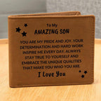 Son Birthday Graduation - You are my Pride and Joy - Custom Leather Wallet