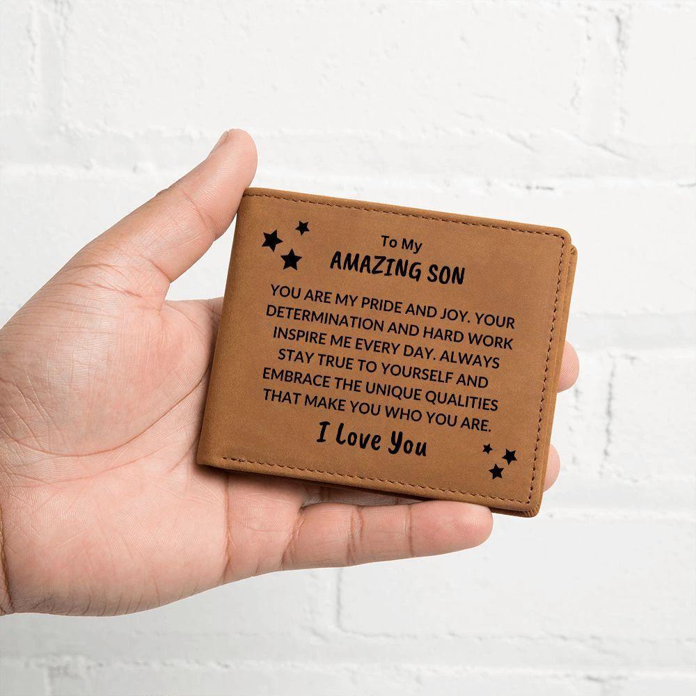Son Birthday Graduation - You are my Pride and Joy - Custom Leather Wallet