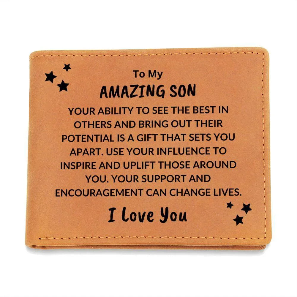 Son Birthday Graduation - You Can Change Lives - Custom Leather Wallet