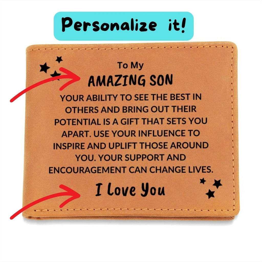 Son Birthday Graduation - You Can Change Lives - Custom Leather Wallet