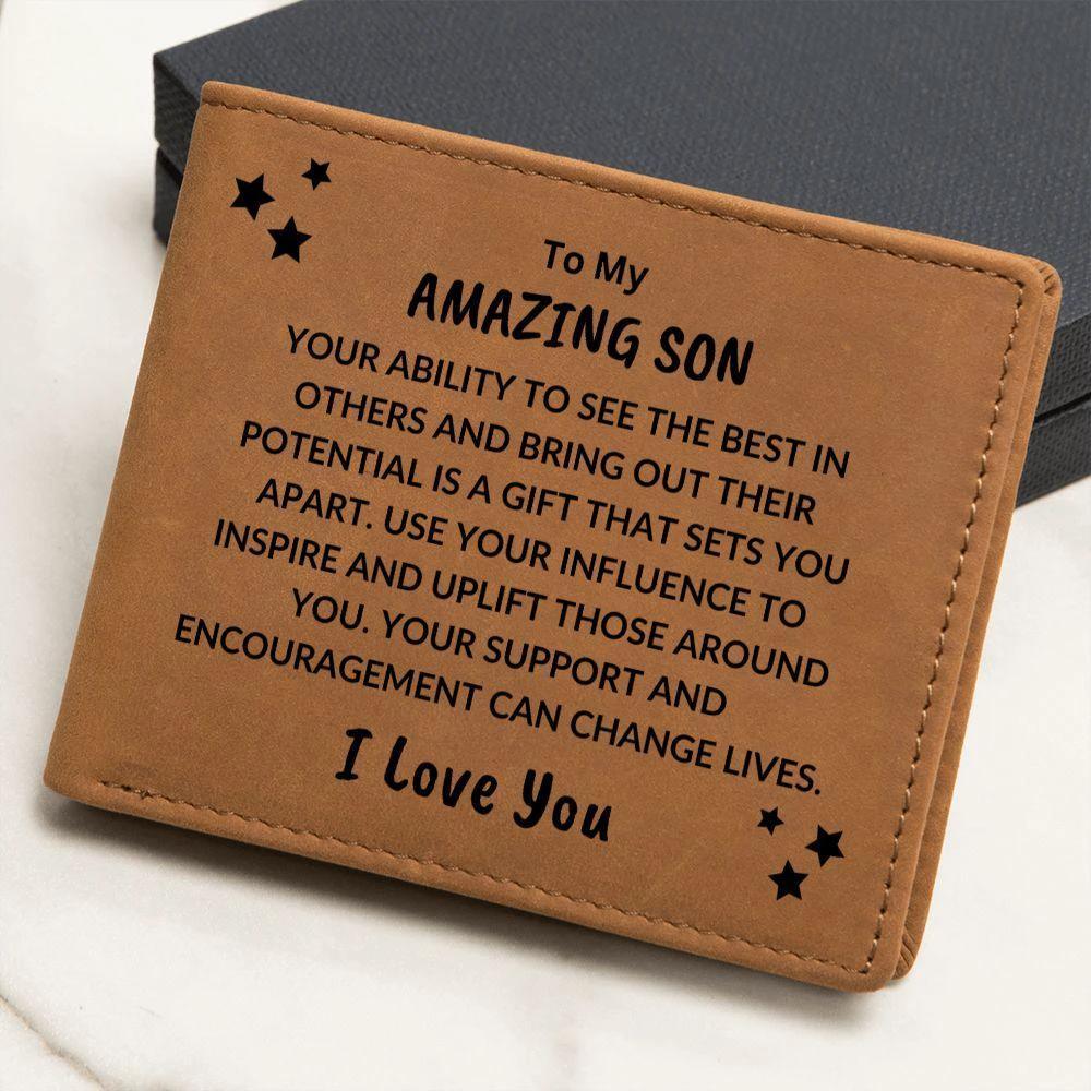 Son Birthday Graduation - You Can Change Lives - Custom Leather Wallet