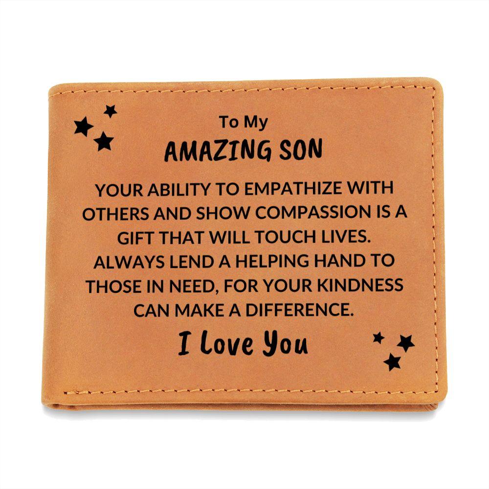 Son Birthday Graduation - You Can Make a Difference - Custom Leather Wallet - Mallard Moon Gift Shop