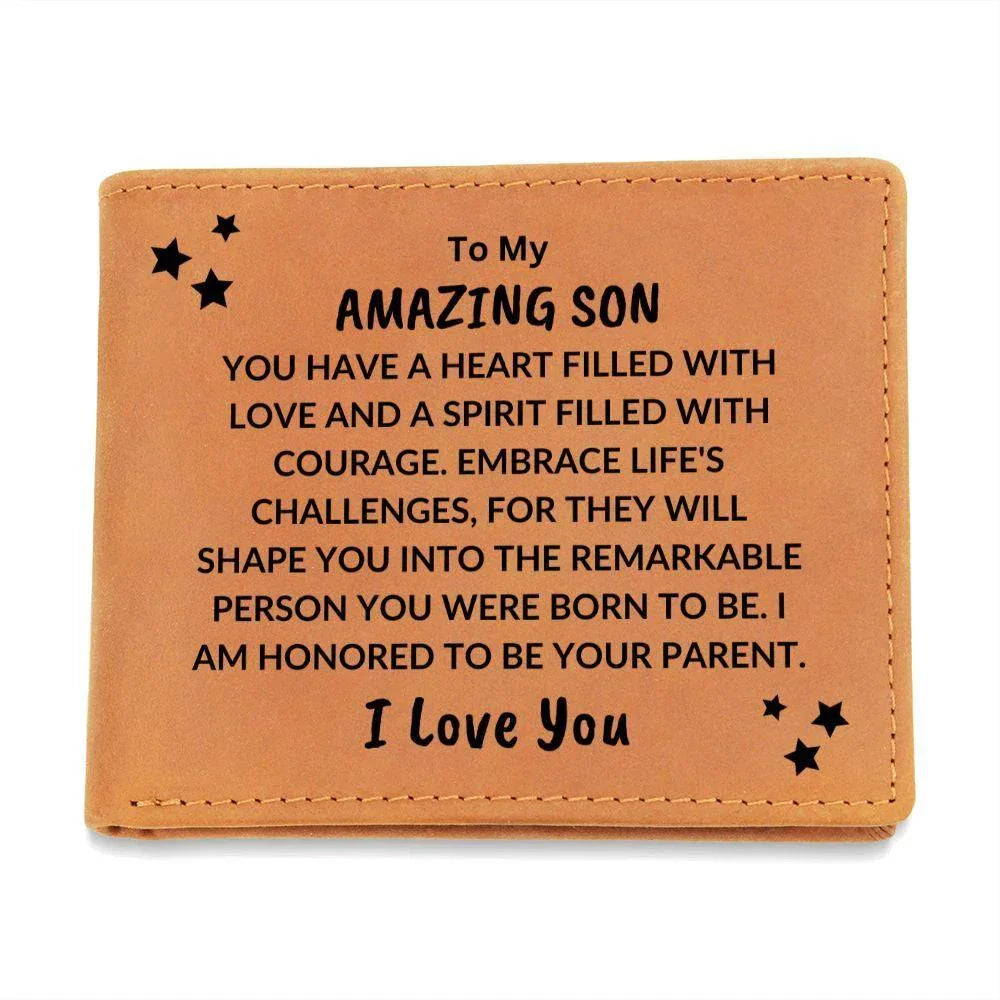 Son Birthday Graduation - You Have a Spirit Filled with Courage - Custom Leather Wallet