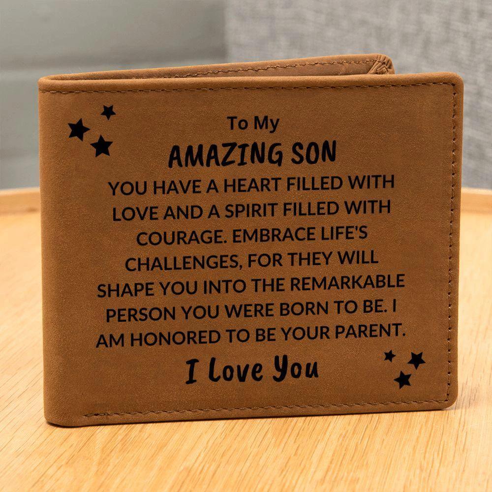 Son Birthday Graduation - You Have a Spirit Filled with Courage - Custom Leather Wallet