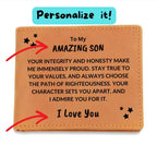 Son Birthday Graduation - You Make Me Proud - Personalized Leather Wallet